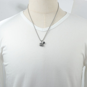 Yunnique – collier avec pendentif appareil photo en acier inoxydable, couleur argent, chaîne de 3.0x60cm, Design géométrique, bijoux à la mode pour hommes et femmes - Product Image 4
