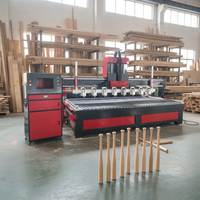 Routeur CNC multi-têtes avec axe rotatif pour la gravure de rampes d'escalier et de pieds de table