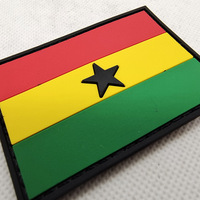 Écusson personnalisé 3D en feutre PVC, drapeau du Ghana brodé, badge vestimentaire, étiquette thermocollante pour fixation Velcro ou technique de pose à chaud