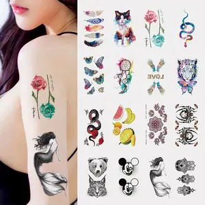 216 motifs de tatouages temporaires imperméables pour le <span class=keywords><strong>bras</strong></span> et le corps, styles variés pour hommes et femmes, autocollants de <span class=keywords><strong>tatouage</strong></span> corporel, tatouages personnalisés - Product Image 1