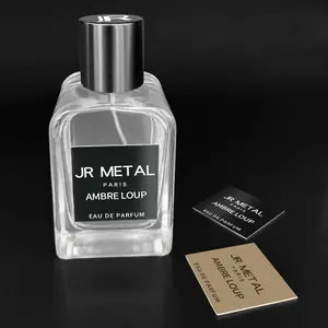 Benutzer definierte Aufkleber Logo für Business Aluminium Zamac Nickel Platte Kleber Parfum Private Aufkleber Patch Metall Parfüm Flasche Etiketten