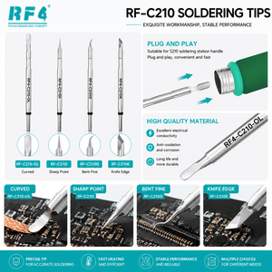 Juego de Puntas para Soldador RF4 C210, Punta Curva OL para Reparación de FPC y Puntas de Precisión I IS K para Reparación de Teléfonos Móviles y Soldadura de PCB - Product Image 1