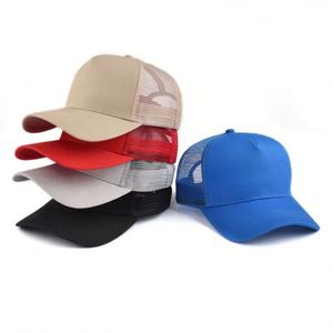 Gorra de béisbol de malla transpirable de algodón de cinco piezas con logo impreso y bordado, ligera, al por mayor - Product Image 1