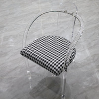 Chaise en acrylique transparente ; Chaise de coiffeuse minimaliste de style nordique inspirée d'Instagram avec dossier personnalisable en usine