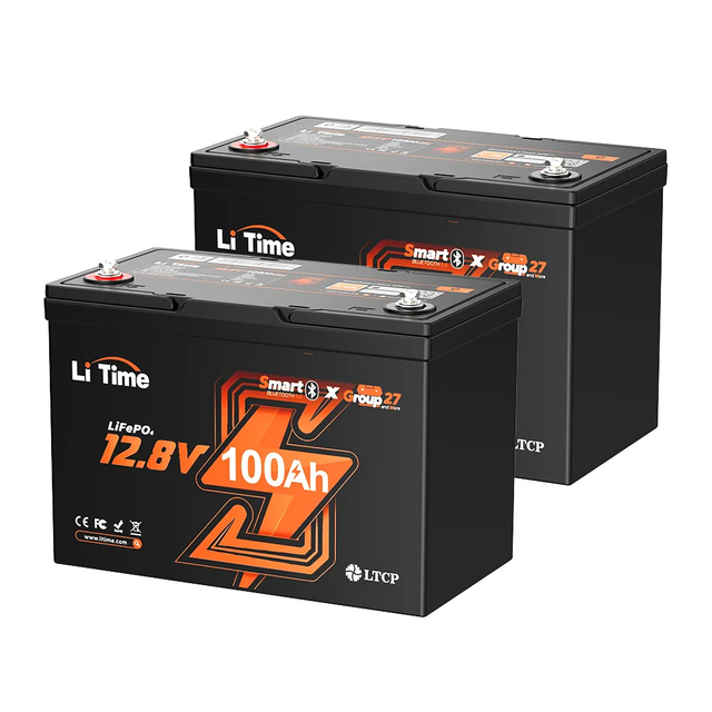 LiTime 12.8V 100Ah Lifepo4 Lithium Ion Battery Pack Group 27 Deep Cycle for Solar Energy Storage Systems