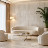 Dalle en pierre frittée 3200x1800x12mm gris clair à grain vertical avec texture de veine de bois pour revêtement mural et sol de villa moderne