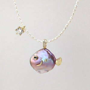 Elegant Brass18K Gold Plated Natural Pearl Big Head Clownfish and <strong>Crab</strong> Pendant Necklace Timeless Ocean Inspired <strong>Jewelry</strong> - Product Image 5