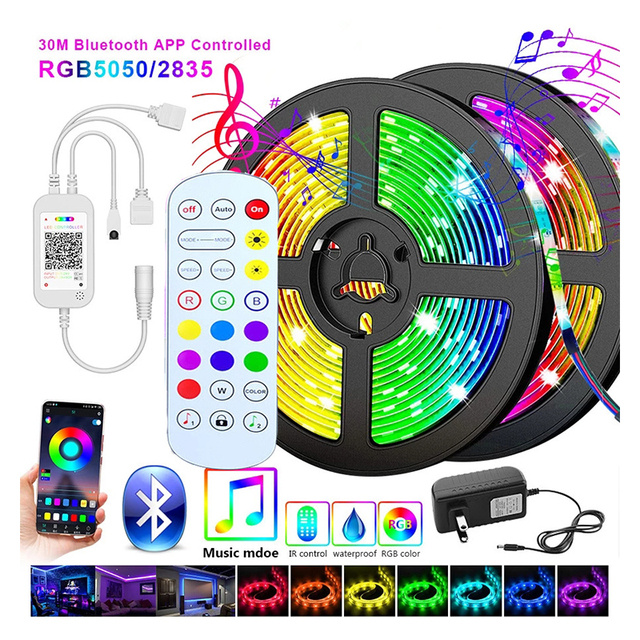 Factory Google Smart APP WIFI DC 12V 24V Remote Controlled IP65 Flexible Waterproof SMD 5050 RGB Decoration LED Strip Light