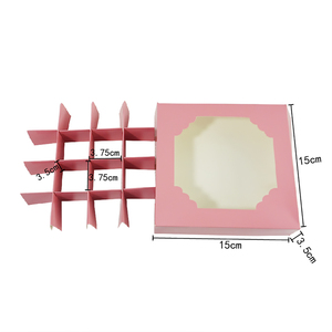 Custom Creative pink 16 Grid <strong>Wedding</strong> <strong>Chocolate</strong> Fudge Candy Dessert Packaging Gift Favor Display Box with Window Lid for Kids - Product Image 5