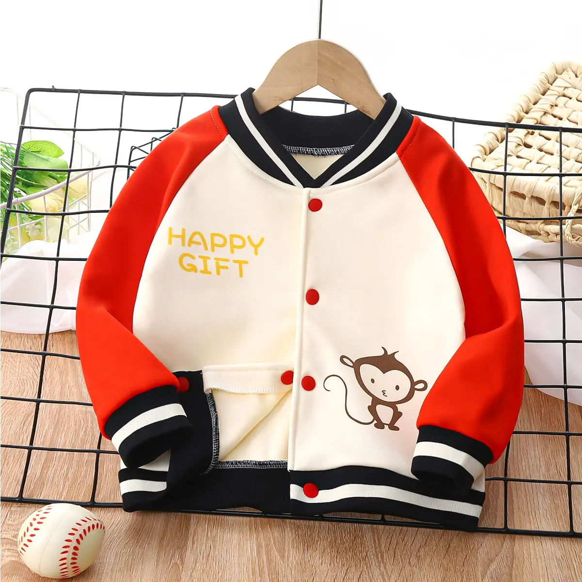 Neue Kinder plus Kaschmir-Strickjacke Jungen und Mädchen Outdoor-Sport Hoodie Koreanische Version der Baseball-Bekleidungs hersteller direkt