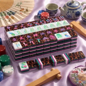 Charming Premium Acrylic Cloisonne Inspired Luxury Style Private Label <b>Mahjong</b> <b>Set</b> for Friends Gathering - Product Image 1
