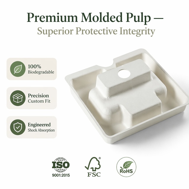Sustainable Pulp Packaging Premium Dry Pressed Electronic Inner Tray Biodegradable Pulp Packaging Transport Plugin