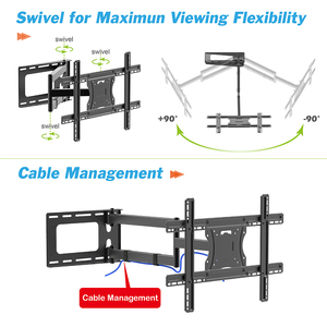 Charmount Max VESA 600x400mm, support mural de télévision pivotant à mouvement complet, support de télévision pliable à <span class=keywords><strong>bras</strong></span> Long pour écran de 32 à 70 pouces - Product Image 4