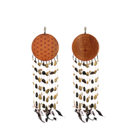 En gros, Carillons Chacha en graines naturelles 10*6 pièces, Accessoires faits main pour attrape-rêves, Guérison sonore par coquillages, Décoration d'intérieur couleur bois clair