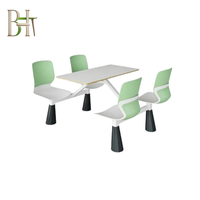 Ensemble de mobilier de cafétéria en polypropylène durable, prix d'usine, best-seller, pour salle à manger d'étudiants avec 4 chaises connectées