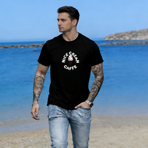 Nice Cream <span class=keywords><strong>Caffe</strong></span> T-shirt graphique pour homme, motif cône de dessert d'été, en <span class=keywords><strong>coton</strong></span>, à manches courtes, décontracté - Product Image 3