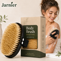 Brosse corporelle sèche Jarnier FSC à poils doux pour exfolier la peau sèche, idéale pour une peau éclatante, drainage lymphatique, réduit la cellulite