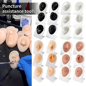 Herramienta de Práctica para Perforación de Orejas CRYSPURE, Modelo de Silicona, Simulación Realista de Piel Oscura, Modelo de Cuerpo Humano para Aretes y Nariz - Product Image 1