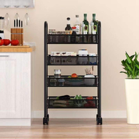 Étagères de rangement verticales modernes en métal, vente en gros, 3/4/5 niveaux, pour fruits et légumes, étagères de rangement à pousser à la main pour cuisines