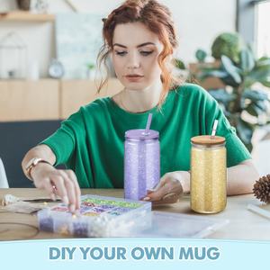 Vaso Snowglobe con agujero preperforado, vaso acrílico Snow Globe de 16 oz, vasos de plástico transparente de doble pared con tapas y pajitas - Product Image 5