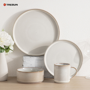 Juego de Vajilla de Cerámica de 16 Piezas, Tazas, Platos y Tazones, Color Blanco Cappuccino, Vajilla de Gres, Venta al Por Mayor de Fábrica - Product Image 2