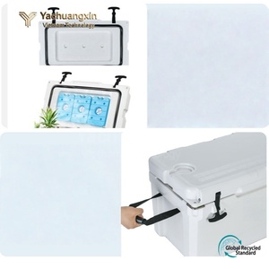 Rotomolded Cooler <b>Box</b> 50L Beige Rectangle Outdoor <b>Camping</b> Insulated <b>Storage</b> Container Classic Style PP Material - Product Image 3
