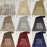 Tissu en dentelle à paillettes brodées et perlées, effet écailles de poisson, grande élasticité, 12+18mm, idéal pour robes de mariée - Vente en gros