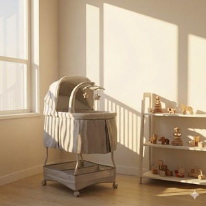 Berceau électrique à balancement automatique haut de gamme et durable pour bébé, avec mobile jouet - Product Image 1