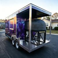 Camion de restauration mobile entièrement équipé pour pizzas, remorque de restauration extérieure en acier inoxydable pour pizzas et street food, CE, DOT