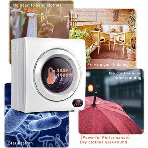 Secadora de Ropa Compacta Euhomy 120V 1500W de Acero Inoxidable con Panel de Control LCD, Cuatro Modos de Secado, Blanca - Product Image 2