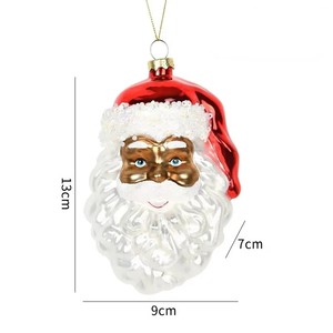 Adorno Navideño Colgante de Cristal Pintado a Mano con Acabado Brillante, Forma de Papá Noel y Cascanueces, Escena de Árbol de Navidad - Product Image 6