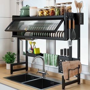 Práctico y duradero, gabinete organizador múltiple, estante de almacenamiento de cocina multifuncional, estante grande para platos sobre el fregadero con cubierta - Product Image 6