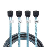 Kabel SATA 0.5m SAS 4.0 4 ke 4 Sudut Kanan 6Gbps Internal 90 Derajat untuk Koneksi Hard Drive SSD