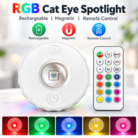 Projecteur LED RGB rechargeable à effet œil de chat avec télécommande, fixation magnétique Type C pour la décoration d'armoires et d'étagères