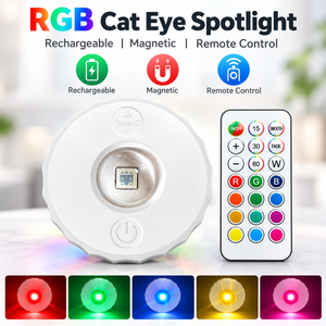 Projecteur LED RGB rechargeable à effet œil de chat avec télécommande, fixation magnétique Type C pour la décoration d'armoires et d'étagères - Product Image 6