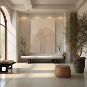 Lienzo Decorativo Contemporáneo, Grande, Estilo Wabi Sabi, Minimalista, Beige, Abstracto, Tranquilo, Pintura Moderna sobre Lienzo para Hogar y Galería - Product Image 2