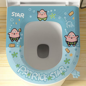 Toilet Seat Cover Blue Starfish Design <b>EVA</b> Material Four Seasons Use With Handle - Product Image 1
