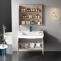 Meuble de salle de bain mural en acier inoxydable, meuble-lavabo flottant moderne avec miroir LED pour la vente en gros
