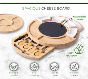 ชุดเขียงไม้ไผ่รูปหัวใจสุดหรู เป็นมิตรกับสิ่งแวดล้อม พร้อมถาดเสิร์ฟอาหารเรียกน้ำย่อย มีด ส้อม ที่ใส่ไวน์ - Product Image 3