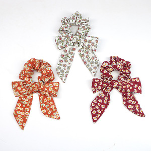Coletero Vintage con Estampado Floral de Margaritas, Lazo de Cinta Larga, Accesorio Decorativo para el Cabello, Estilo Boho para Mujer, Verano - Product Image 2