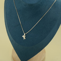 Collier simple en plaqué or 14 carats pour jeunes filles et femmes, pendentif en laiton en forme de cœur d'ours espagnol avec zircone cubique, bijoux DIY pour enfants