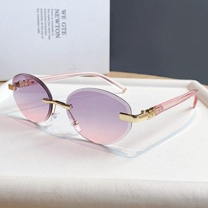 Gafas de Sol sin Marco Estilo Europeo Americano, Metal Dorado, UV400, Protección Solar para Mujer, Deportes al Aire Libre, Ciclismo, Conducción - Product Image 4