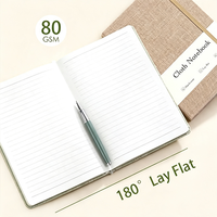 Cuaderno de Tapa Dura con Tela de Lino, A5, Verde Salvia, Diario de Tela Tejida con Banda Elástica, Soporte para Bolígrafo, Apertura Plana, para Oficina, Escuela, Regalo