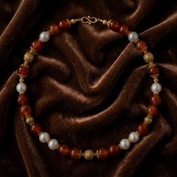 Collier ras du cou personnalisé OEM/ODM en gros, plaqué or, perles de cornaline