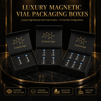 Boîte rigide magnétique de luxe avec logo personnalisé, 1 à 6 emplacements, insert en mousse EVA, boîte d'emballage Peptie pour flacon cosmétique, flacons en verre de 10 ml