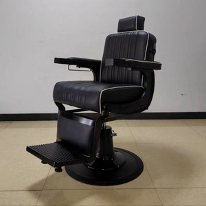 Sillón de Barbería de Cuero Vintage Moderno para Barbería y Salón de Belleza, Mueble con Función Hidráulica Reclinable - Product Image 1