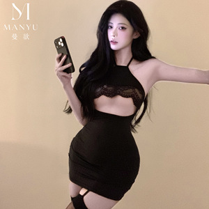 ชุดชั้นใน Man Yu Lingerie, กระโปรงทรงเข้ารูปผ้าลูกไม้เซ็กซี่แบบโปร่งบาง ดูบริสุทธิ์และเย้ายวนสำหรับผู้หญิงวัยผู้ใหญ่ พร้อมช่องเปิดด้านล่าง ไม่ต้องถอดออก - Product Image 1