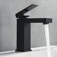 Robinet de salle de bain contemporain en acier inoxydable 304 brossé, à montage sur plan, monocommande eau chaude/froide, avec cartouche céramique