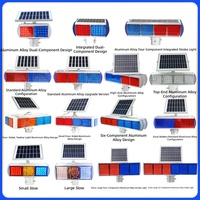 Feux de signalisation clignotants à énergie solaire à quatre côtés en aluminium, feux clignotants rouges et bleus pour travaux routiers