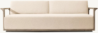 Ensemble de canapés d'extérieur en teck toutes saisons, chaises longues confortables pour jardin, sièges de patio en bois avec coussins moelleux pour terrasse d'hôtel
